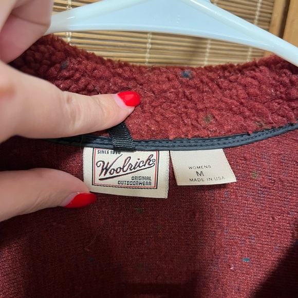 Woolrich Sherpa Fleece Zip Red Brown Jacket - Picture 3 of 3